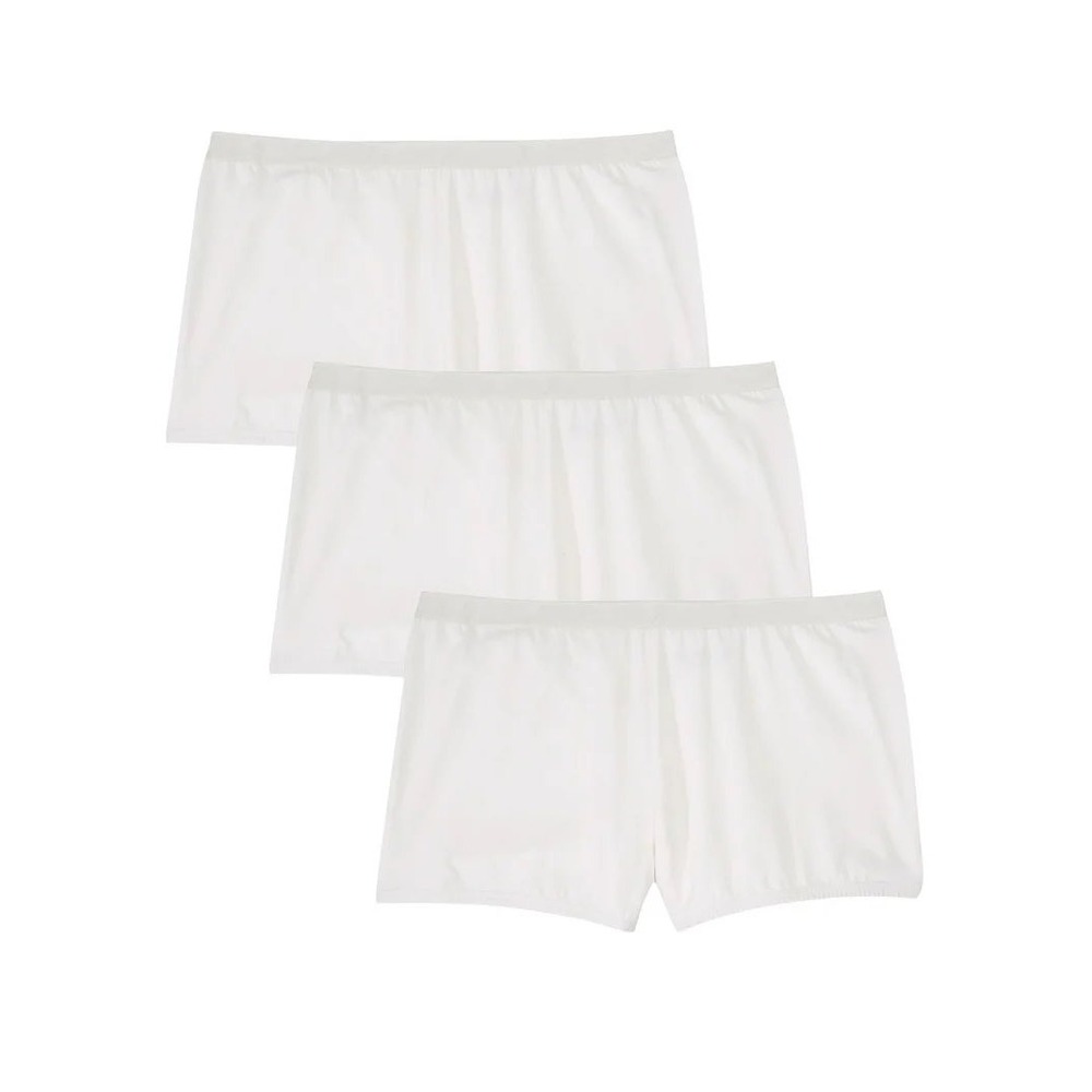 Comfort Choice Women White Cotton Blend Boy Short Panties 3 Pack Size 16